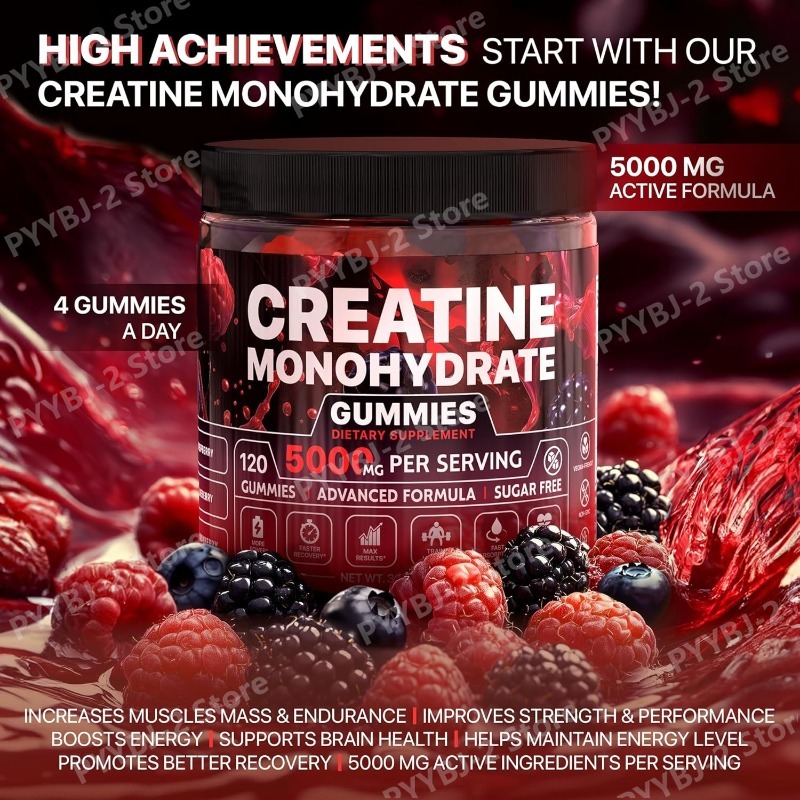 Pre Workout Supplement - حلوى الكرياتين مونوهيدرات بنكهة التوت الأحمر