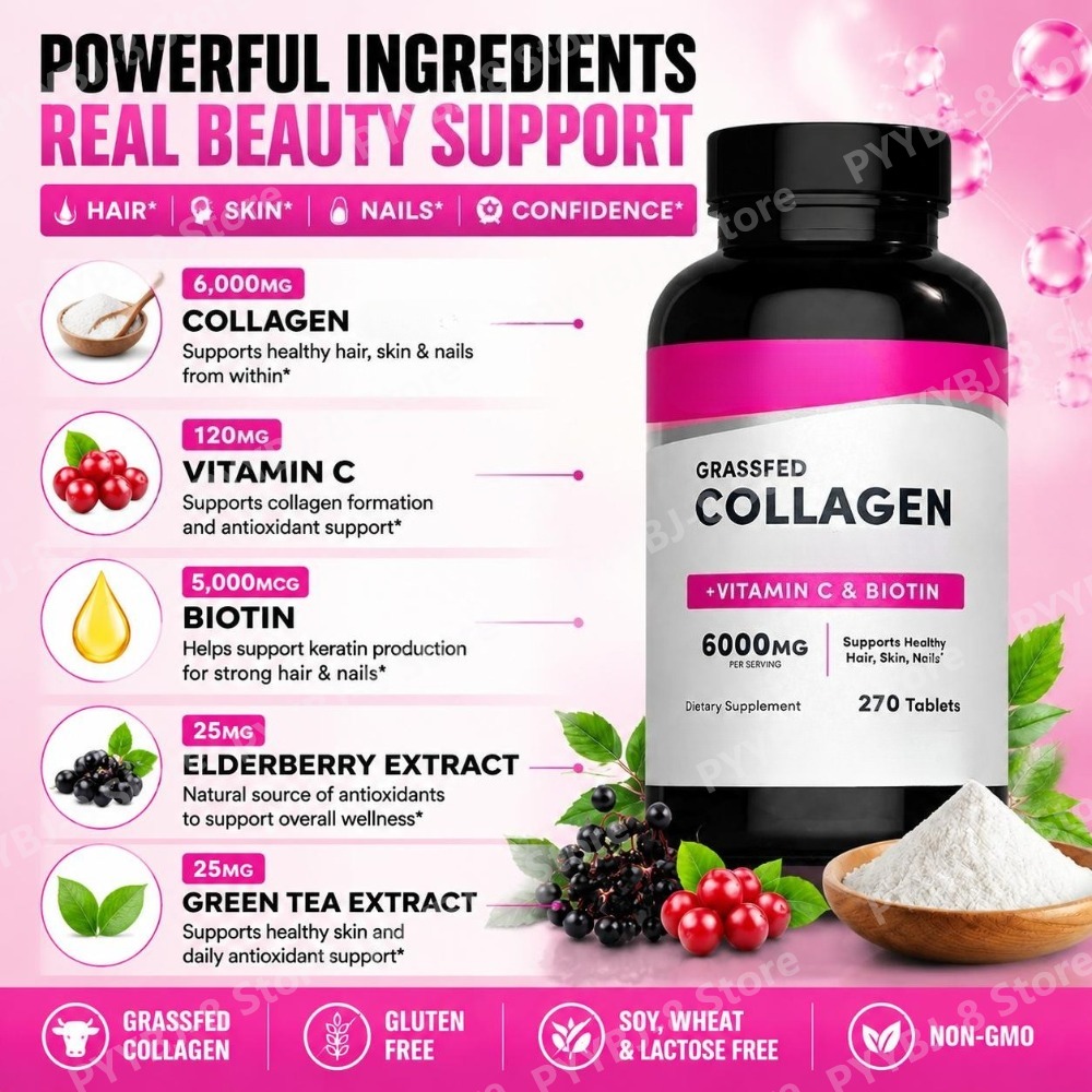 أقراص الكولاجين 6000 ملغ مع في - مراجعة Biotin Hair Growth وسعره