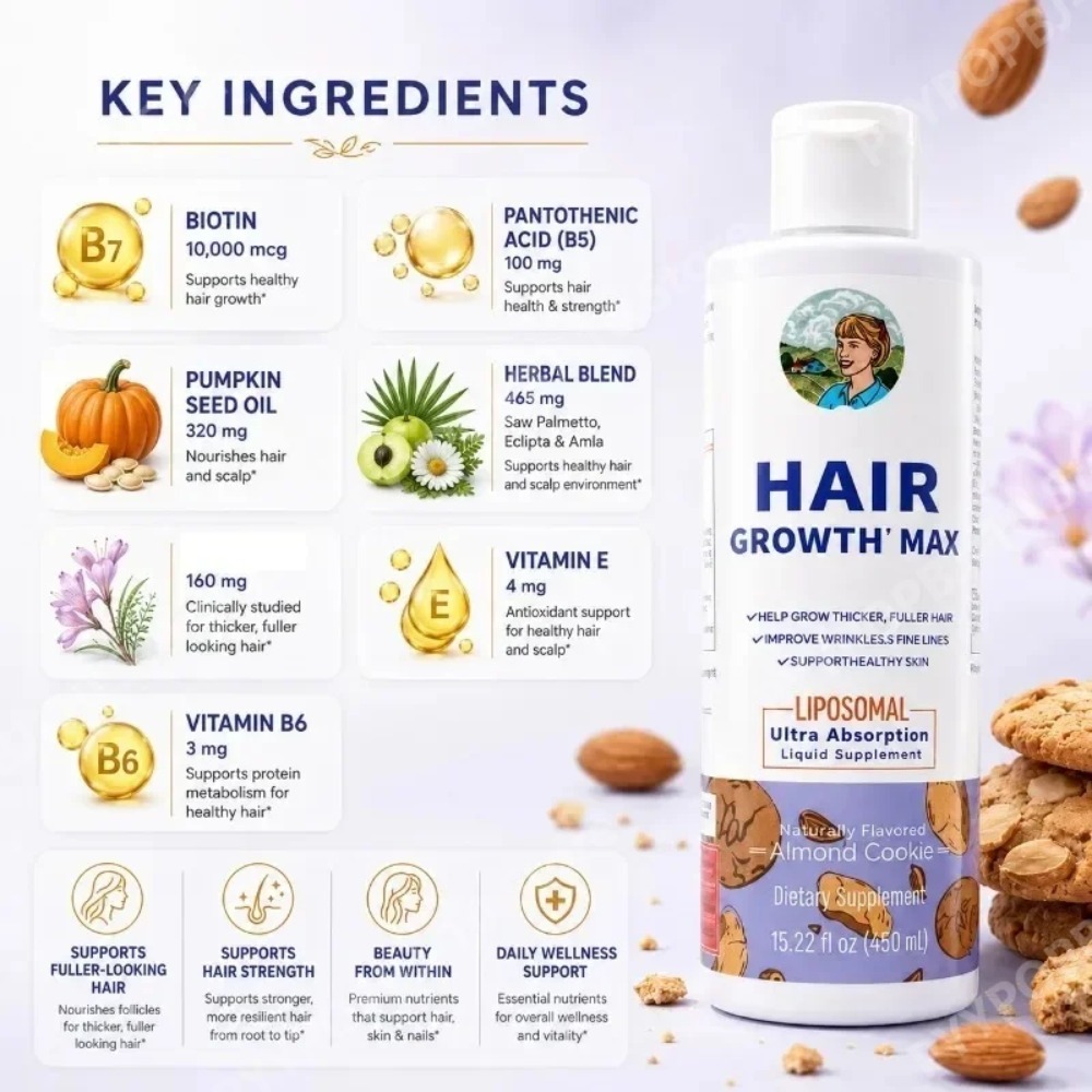 سائل نمو الشعر بالليبوسومات، م - مراجعة Biotin Hair Growth وسعره